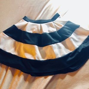 Black and white striped flare skirt